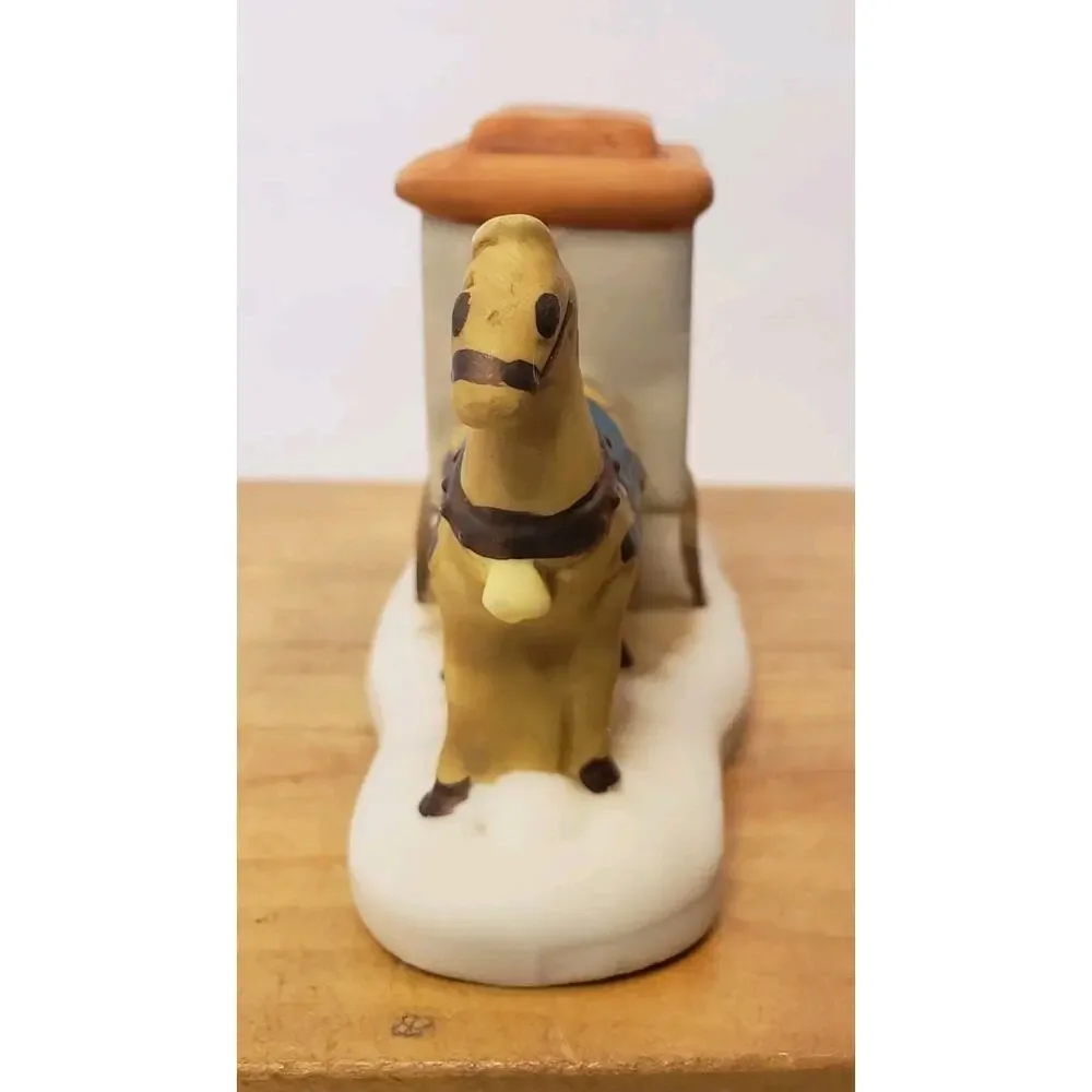 Vintage Christmas Village‎ Barclay Bakery Cart Carriage Figurine w/ Horse